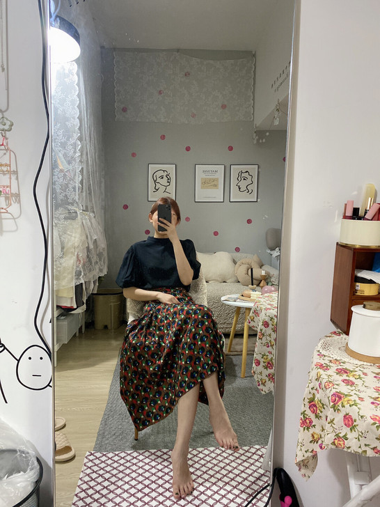 ZARA 碎花百褶半身裙伞裙A字裙