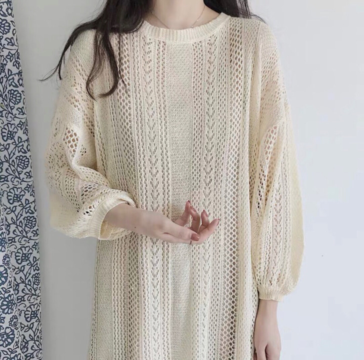 冰丝镂空针织连衣裙(全新/均码)