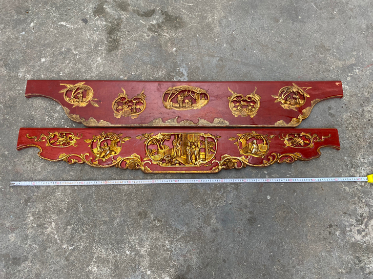 古玩老木雕2条 木雕/花板/家具/古...