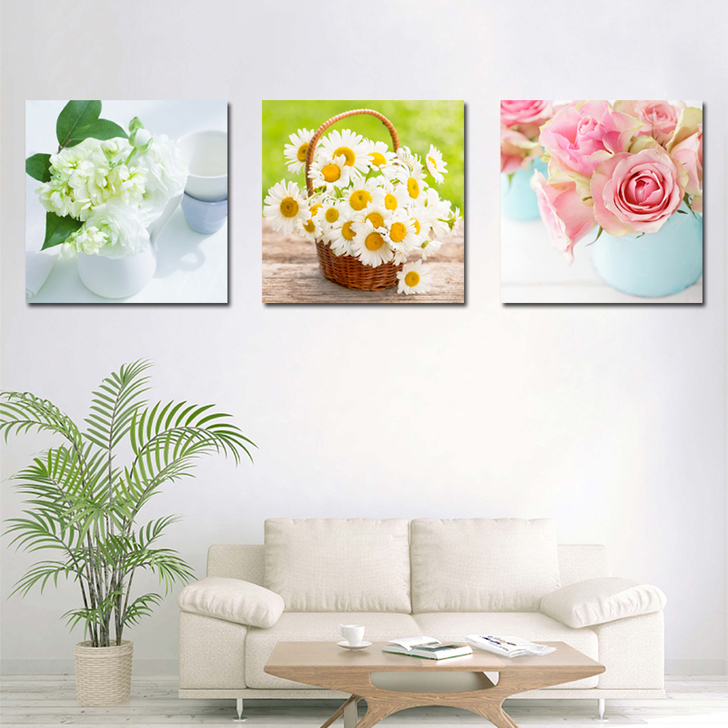 现代清新花卉客厅装饰画餐厅卧室床头无框画简...