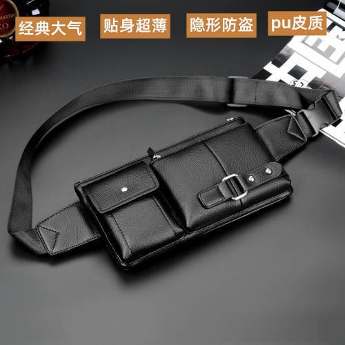 男包腰包质感革耐磨斜跨包潮流时尚小背包多功能