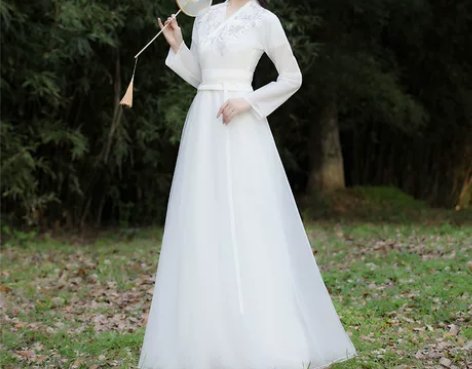 古装白色汉服女冬季超仙气飘逸日常中国风改良...