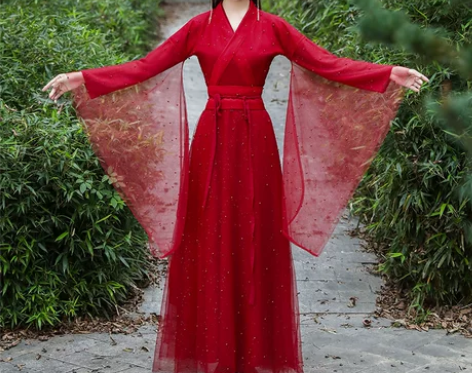 红色汉服女正品原创古风飘逸秋冬季中国风改良...