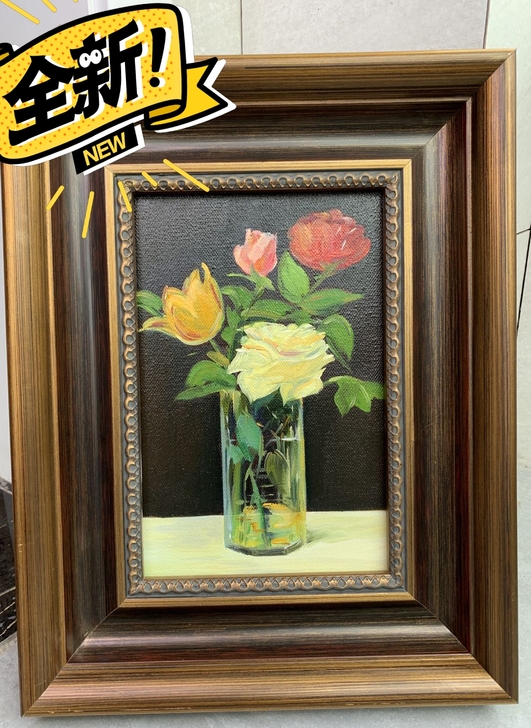 纯手绘的一张油画作品，画芯是全新的哦！内框...