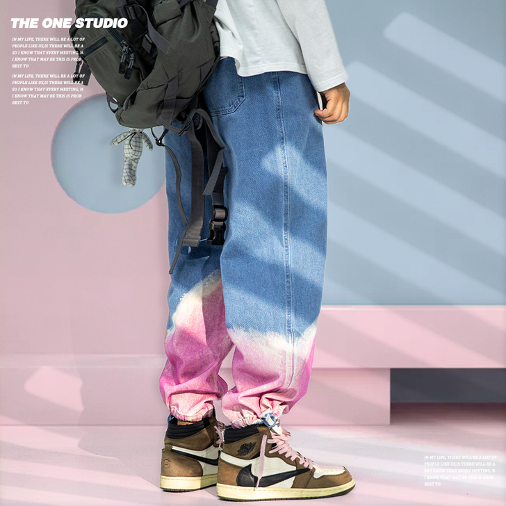 滑板死飞爱好者人手一条回头率爆高的扎染骚粉...