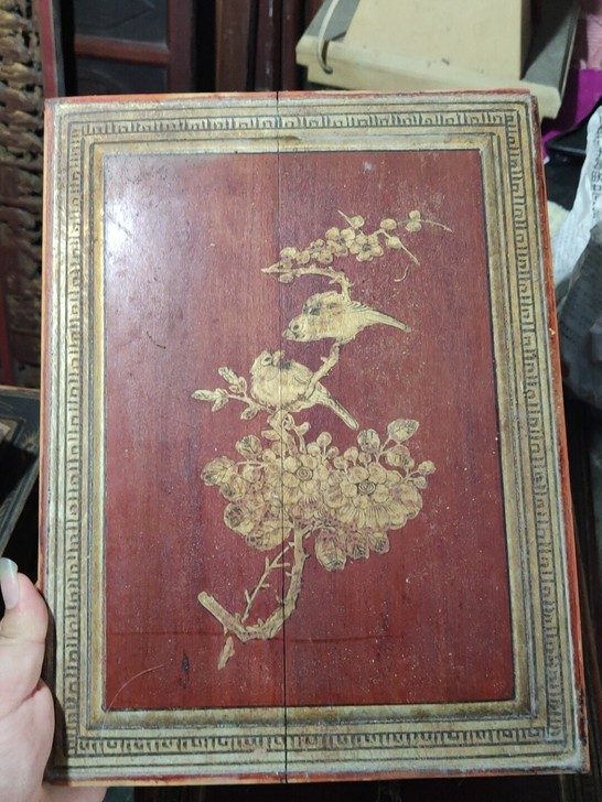 民国花鸟花板，金漆画，实物拍摄，裱框装饰极...