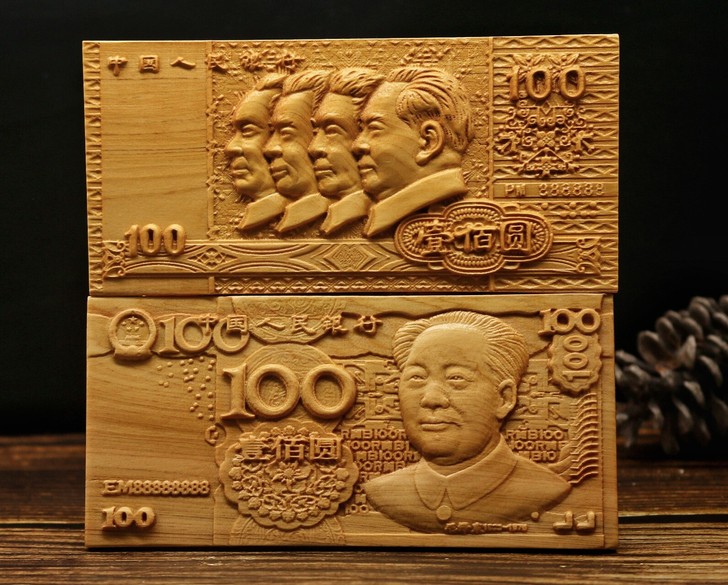 雕刻神像彩绘佛像摆件《新版，旧版人民币工艺...