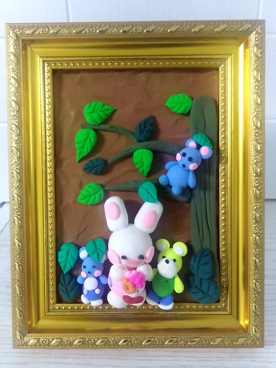 手工粘土艺术工艺画，纯手工制作，本人对粘土...
