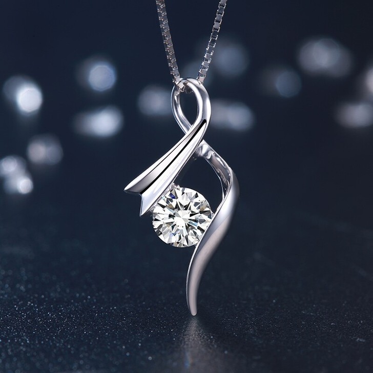 珂兰钻石旗舰店 白18K金钻石吊坠铂金钻石...