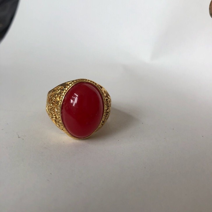 红宝石鎏金戒指扳指 老物件鎏金戒指 特价包...