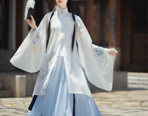 千韵岗汉服女明制立领中国风学生长袄女秋冬白...