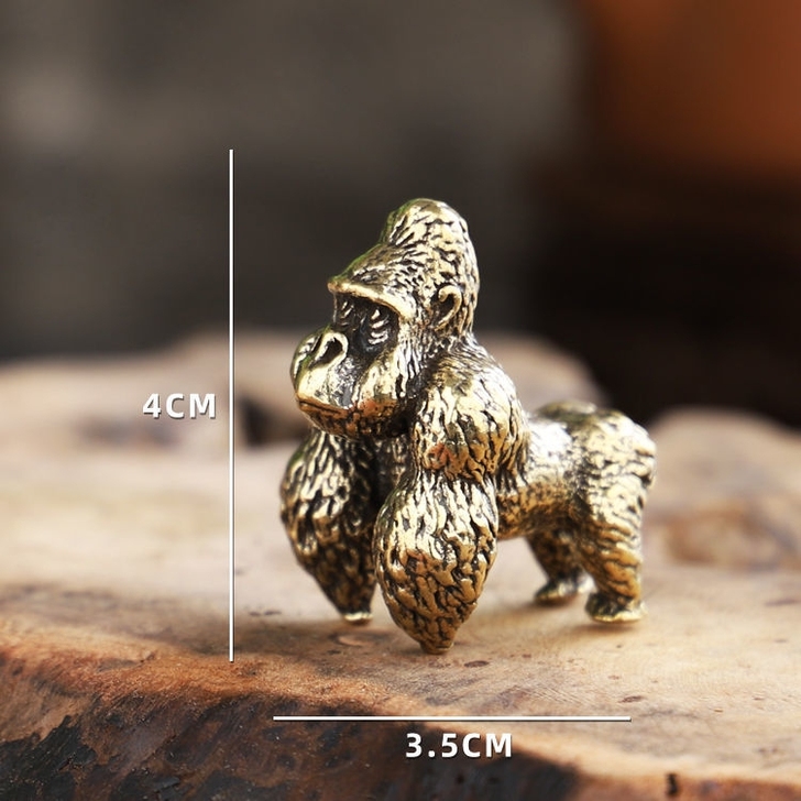 金刚大猩猩黄铜茶宠摆件海外回流