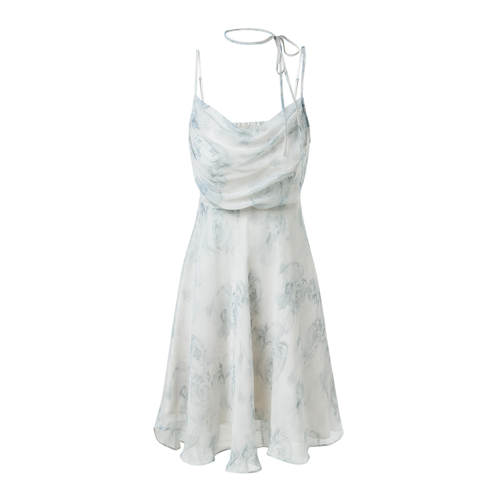 ByYou 天青色等烟雨高端气质v领碎花连...