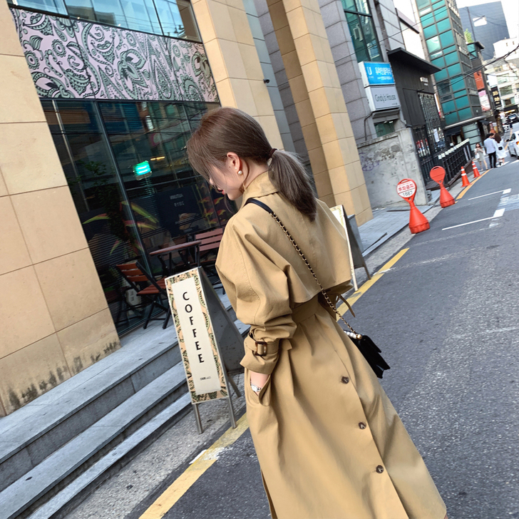 ByYou 卡其色风衣女春中长款气质英伦风...