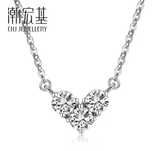 潮宏基 心缘 18k金项链彩金套链女 18...