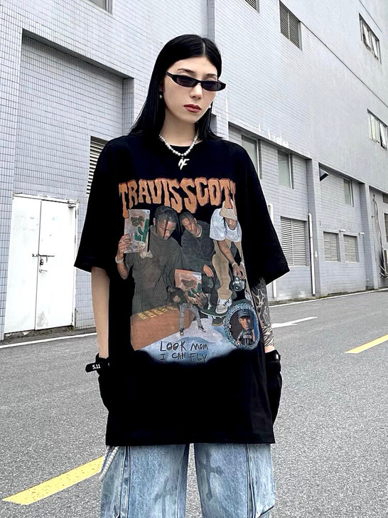 欧美印花图案高街hiphop短袖T恤 男 ...