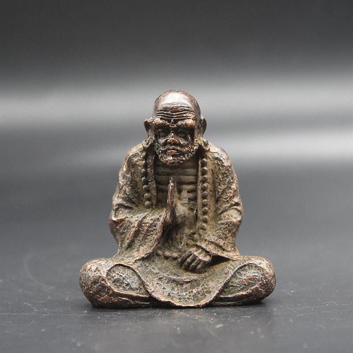 古玩杂项纯铜达摩祖师小摆件实心铜菩提达摩佛...