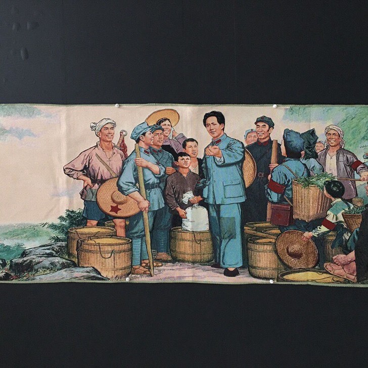 织锦布画苏绣刺绣画毛主席在井冈山指挥丰收[...