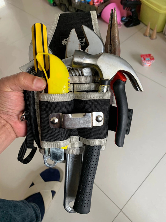 日本福冈工具电工专用工具包腰包男帆布多功能...