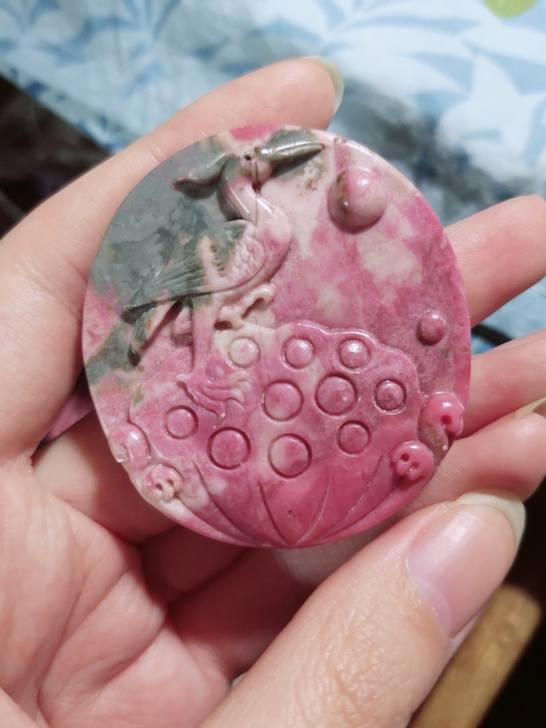 蔷薇辉瓷蓝玫红油画牌 雕刻牌 可以毛衣链d...