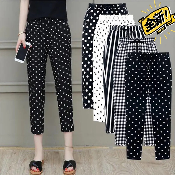 七分九分夏季薄款休闲裤女高腰百搭显瘦哈伦宽...