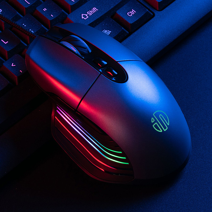 英菲克PW8电竞机械游戏鼠标有线跑马灯RG...