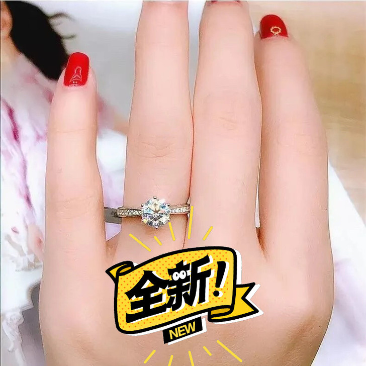 情侣戒指男女ins不掉色一对925银色仿莫...
