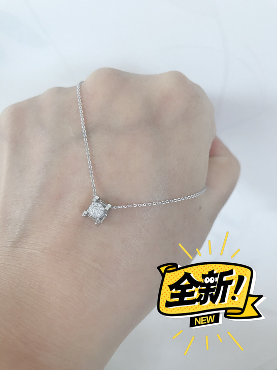 香港六福珠宝专柜正品18k白金牛头项链钻石...