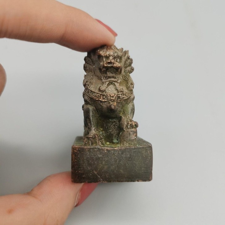 海外回流狮子印章古铜摆件古玩铜器收藏品印章...