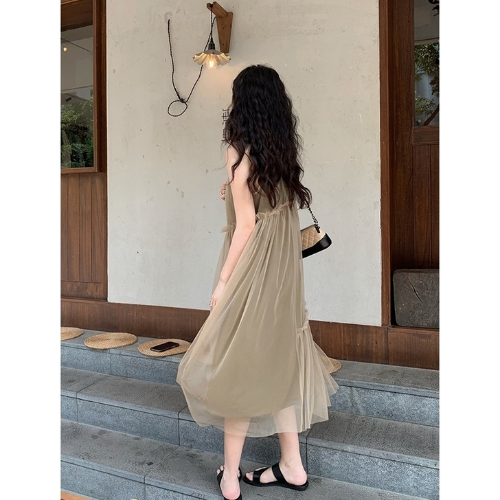 任小艺Lit e mode温柔风网纱v领吊...