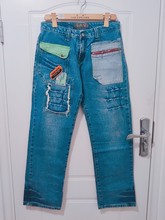 欧洲站春秋新款浅蓝牛仔裤女高腰九分小脚哈伦...