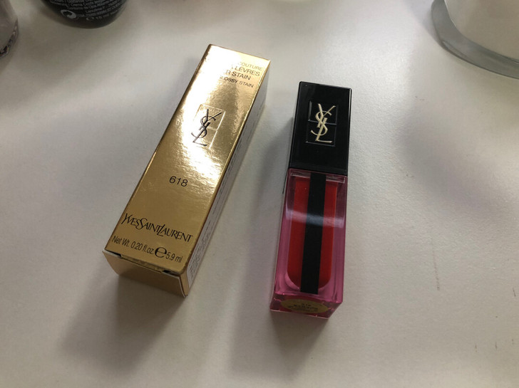 ysl圣罗兰水光唇釉618，仅试色，使用效...