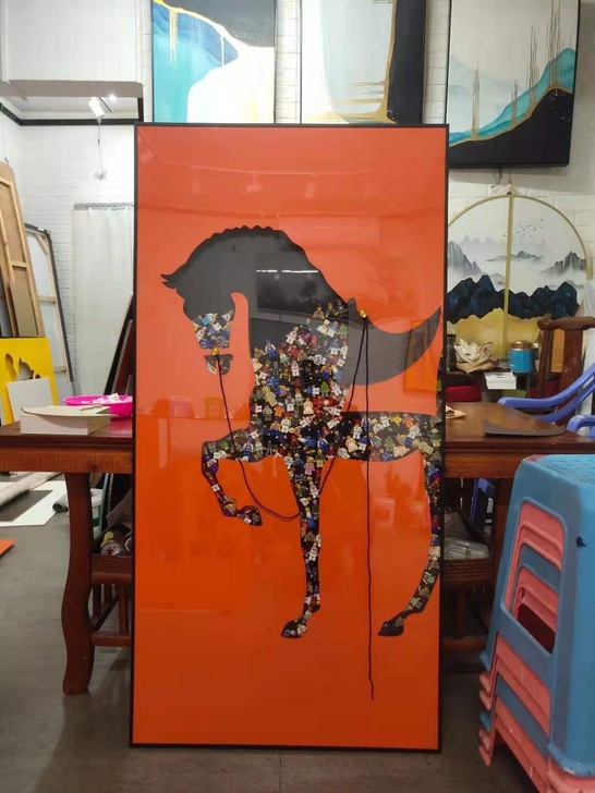 马到成功乐高装饰画系列实物儿童房装饰画积木...