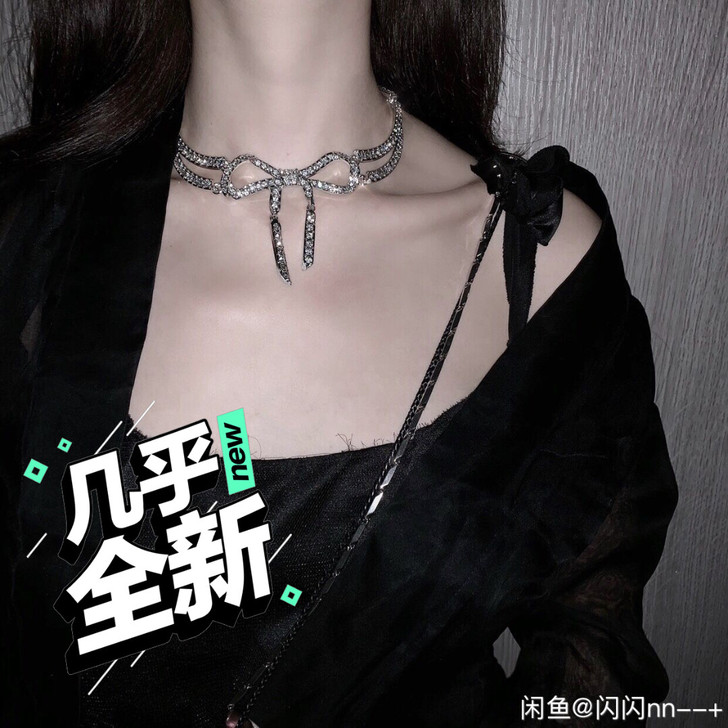 CHICYOU 蝴蝶项链颈链闪闪惹人爱银色...