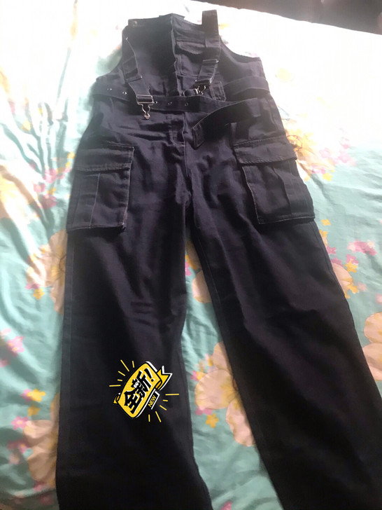 ONLY春季新款时尚宽松工装风九分背带牛仔...