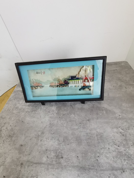 怀旧复古八十年代台式螺钿工艺画，