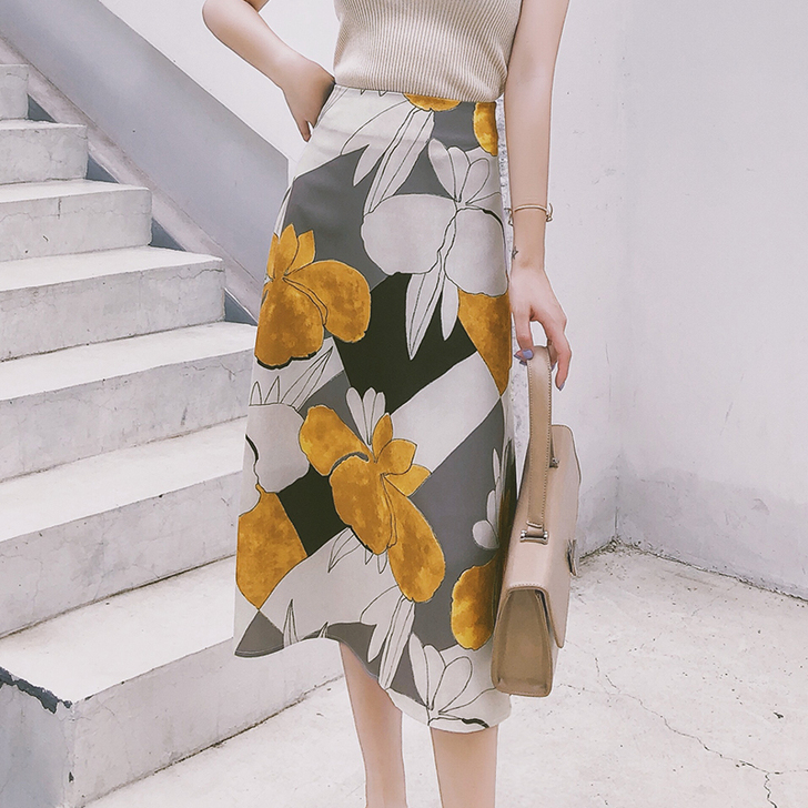 港味半身裙女夏季2018新款中长款港风复古...