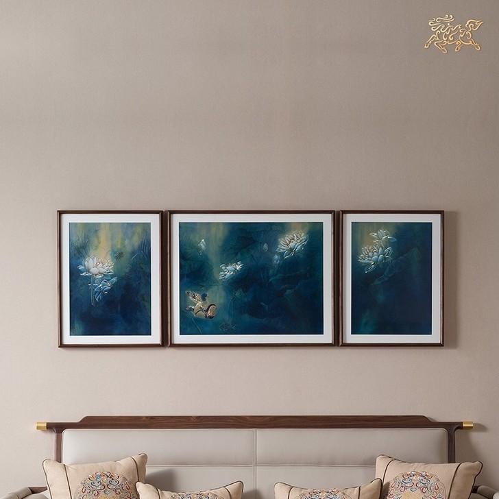 铜师傅 《荷塘清韵》装饰画 玄关画 背景 ...