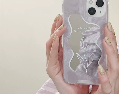 适用iphone全系镜面手机壳大理石纹花 ...