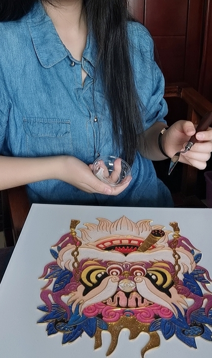 景泰蓝工艺画 掐丝珐琅画醒狮