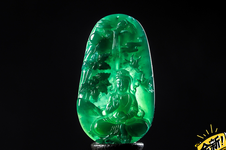 【名称】天然A货翡翠山水观音 高山流水 仙...