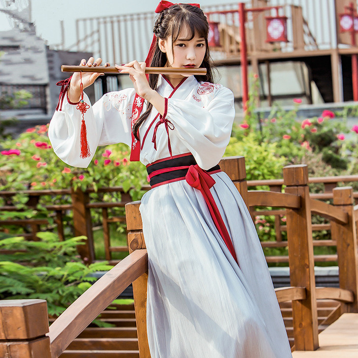 日常汉服魏晋风交领齐腰襦裙夏中国风古装改良...