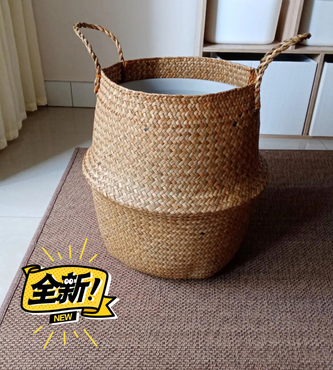 【送防水壳】编织花篮藤编草龟背竹花盆宜家同...