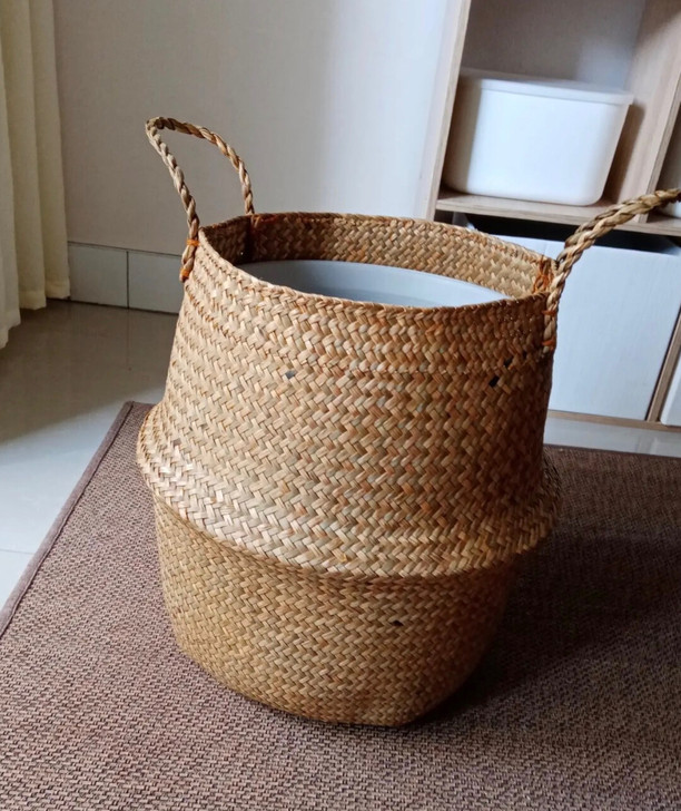 【花坊倒闭+送防水壳】草编织花篮花盆宜家同...