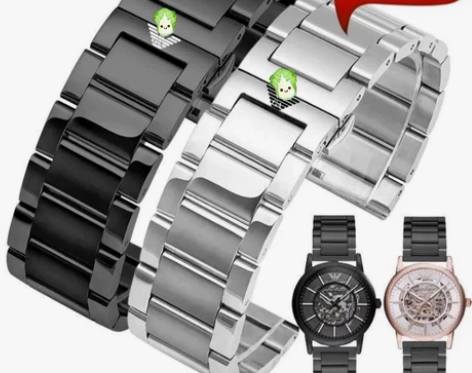 阿玛尼手表带钢带黑色配AR60008 24...