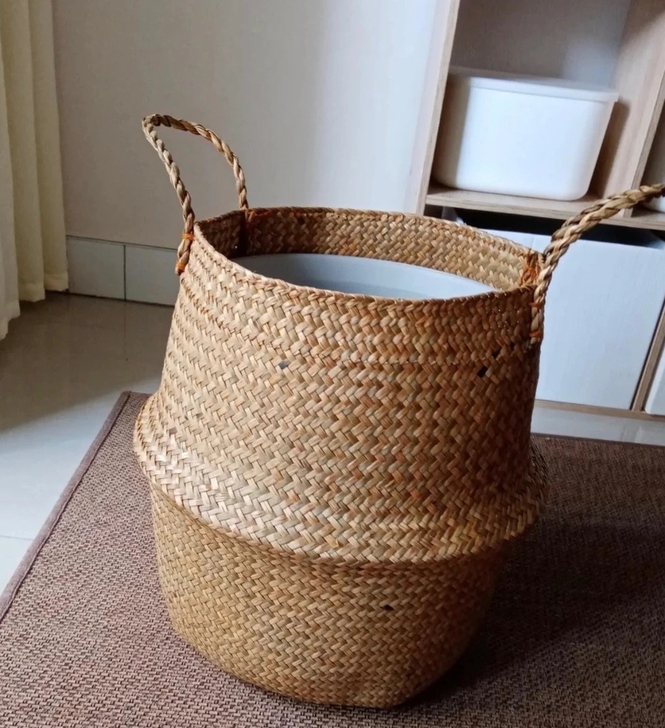 【花坊倒闭+送防水壳】草编织花篮花盆宜家同...