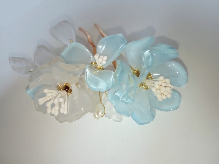 琉璃发簪蓝色宋制明制汉服十三余白菜古风