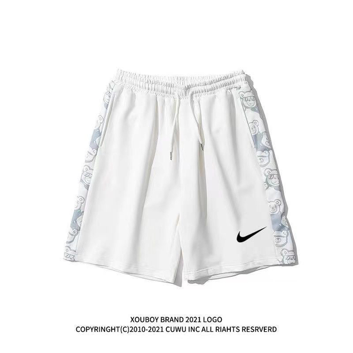 2021新款夏季趣味印花拼接运动短裤男潮牌...