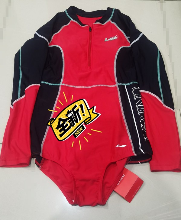 女士连体泳衣长袖泳衣拼色拼接泳衣专业游泳衣...