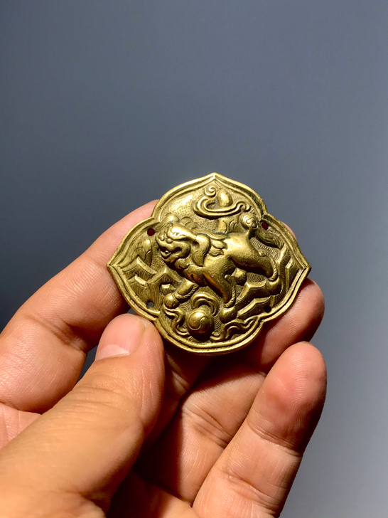 清代 雪狮扣 锤揲 工艺精美 5##amp...